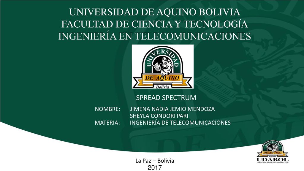 UNIVERSIDAD DE AQUINO BOLIVIA FACULTAD DE CIENCIA Y TECNOLOGÍA INGENIERÍA EN TELECOMUNICACIONES