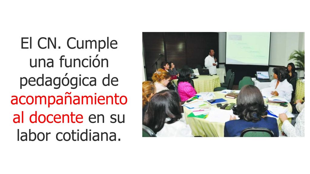 El CN. Cumple una función pedagógica de acompañamiento al docente en su labor cotidiana.