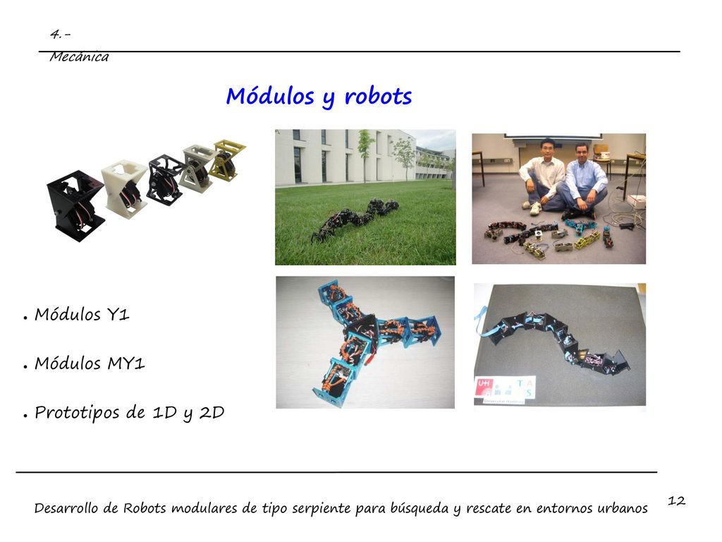 Módulos y robots Módulos Y1 Módulos MY1 Prototipos de 1D y 2D