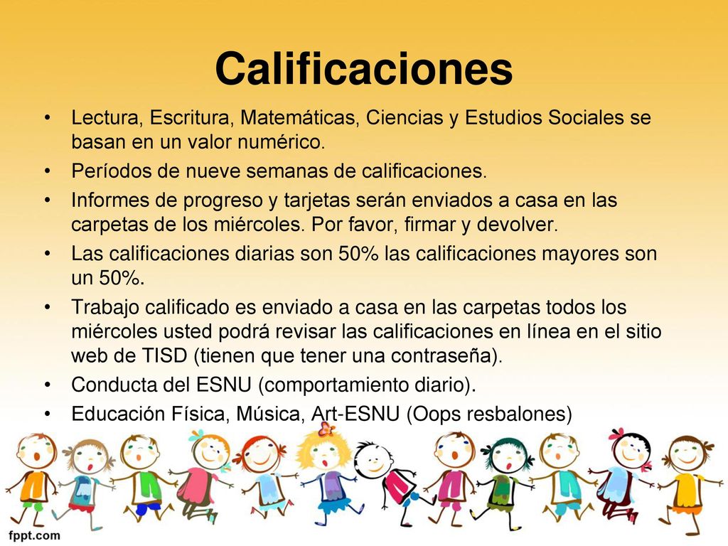 Calificaciones Lectura, Escritura, Matemáticas, Ciencias y Estudios Sociales se basan en un valor numérico.