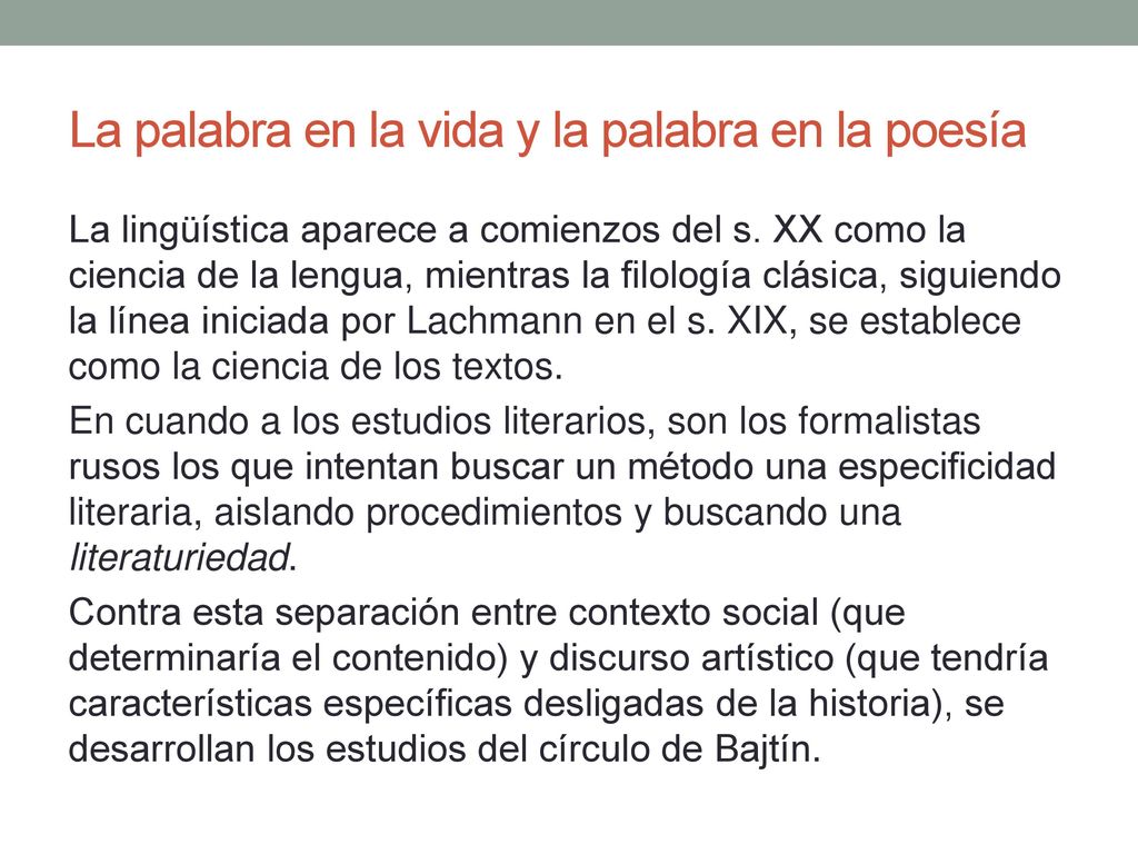 La palabra en la vida y la palabra en la poesía