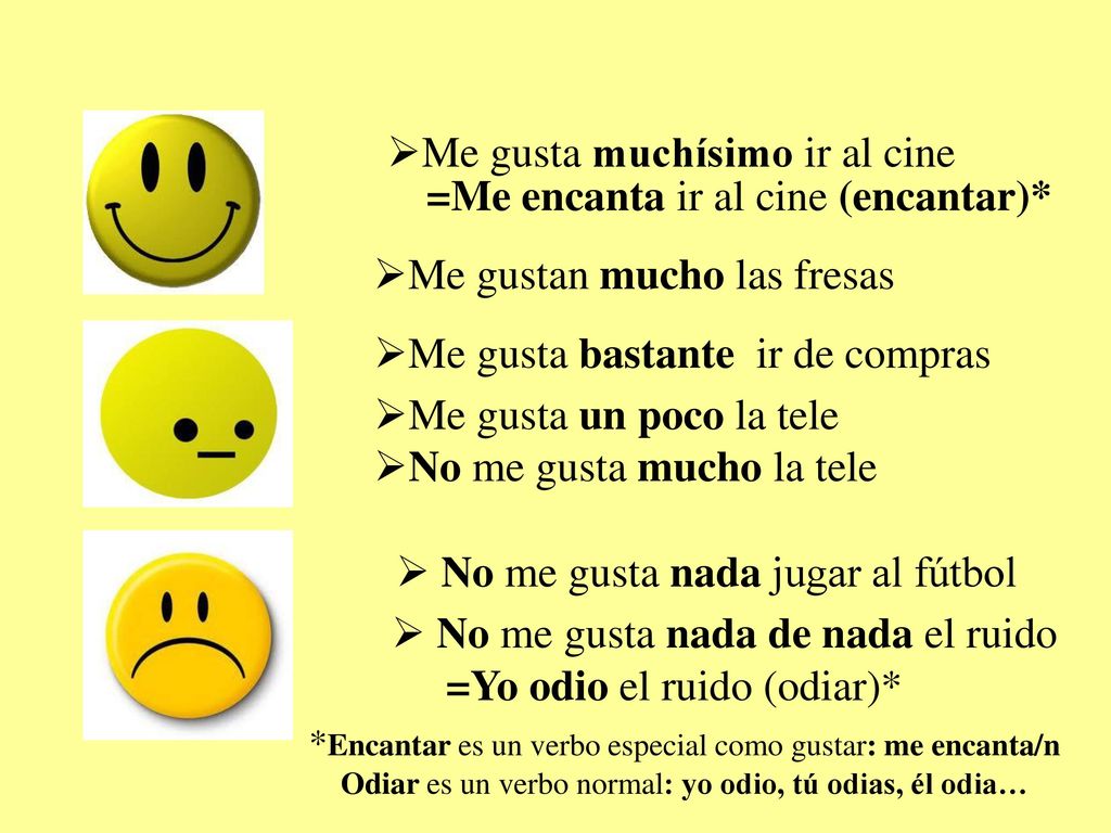 Me gusta muchísimo ir al cine =Me encanta ir al cine (encantar)*
