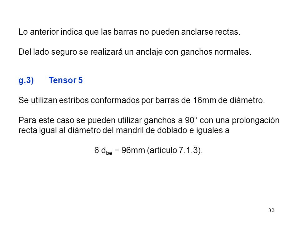 Lo anterior indica que las barras no pueden anclarse rectas.