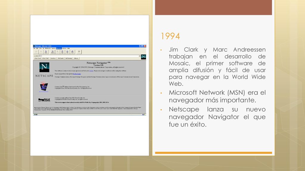 1994 Microsoft Network (MSN) era el navegador más importante.