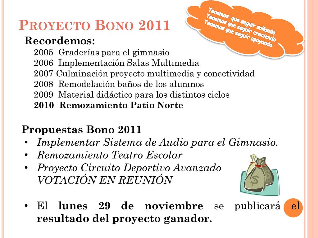 Proyecto Bono 2011 Recordemos: Propuestas Bono 2011