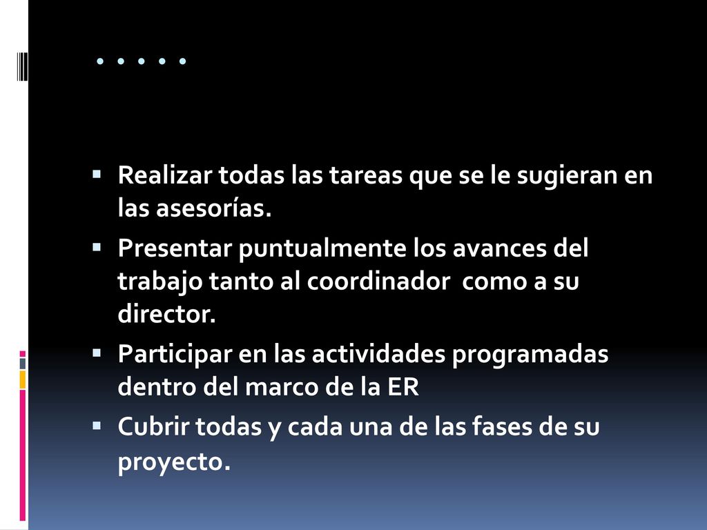 ..... Realizar todas las tareas que se le sugieran en las asesorías.