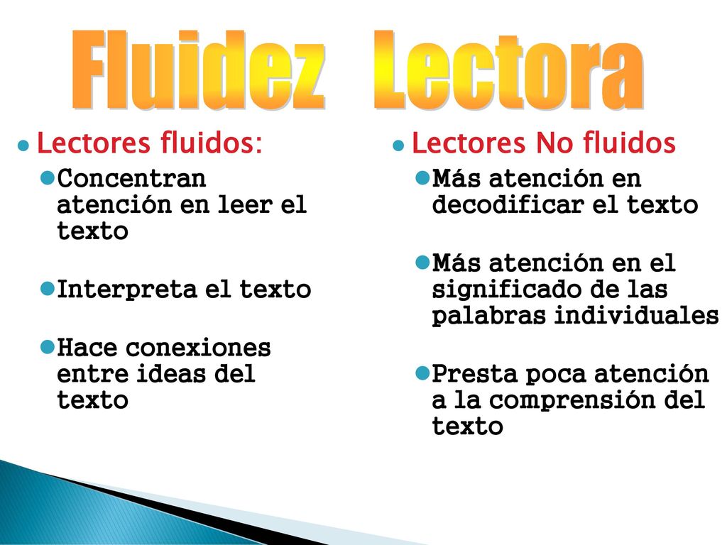 Fluidez Lectora Lectores fluidos: Lectores No fluidos