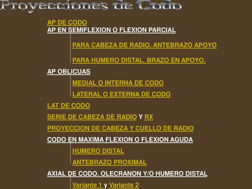 Proyecciones de Codo AP DE CODO AP EN SEMIFLEXION O FLEXION PARCIAL