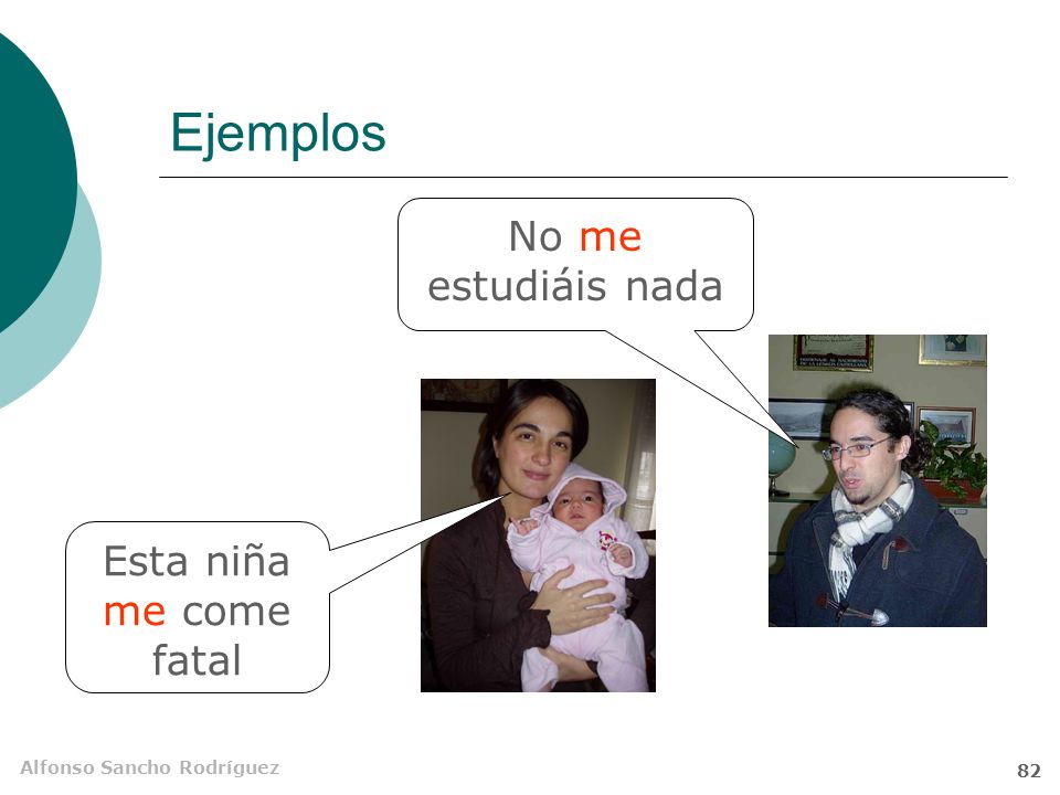 Ejemplos No me estudiáis nada Esta niña me come fatal