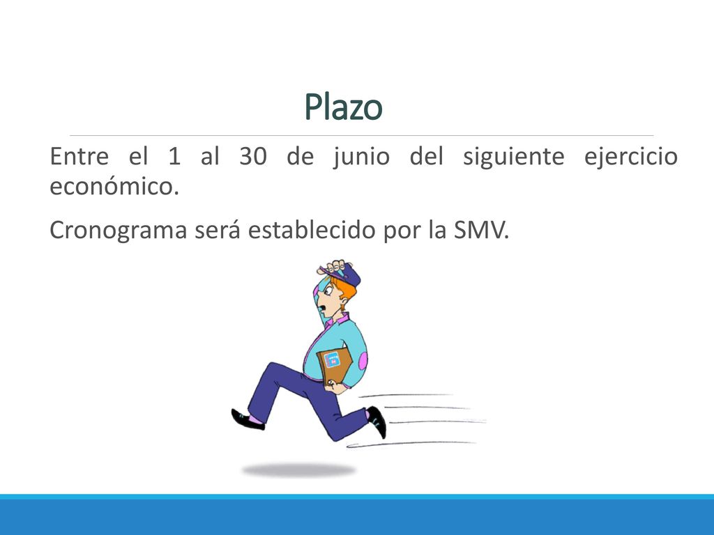 Plazo Entre el 1 al 30 de junio del siguiente ejercicio económico.