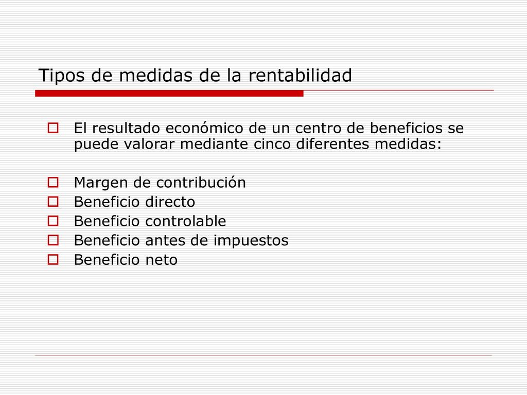 Tipos de medidas de la rentabilidad