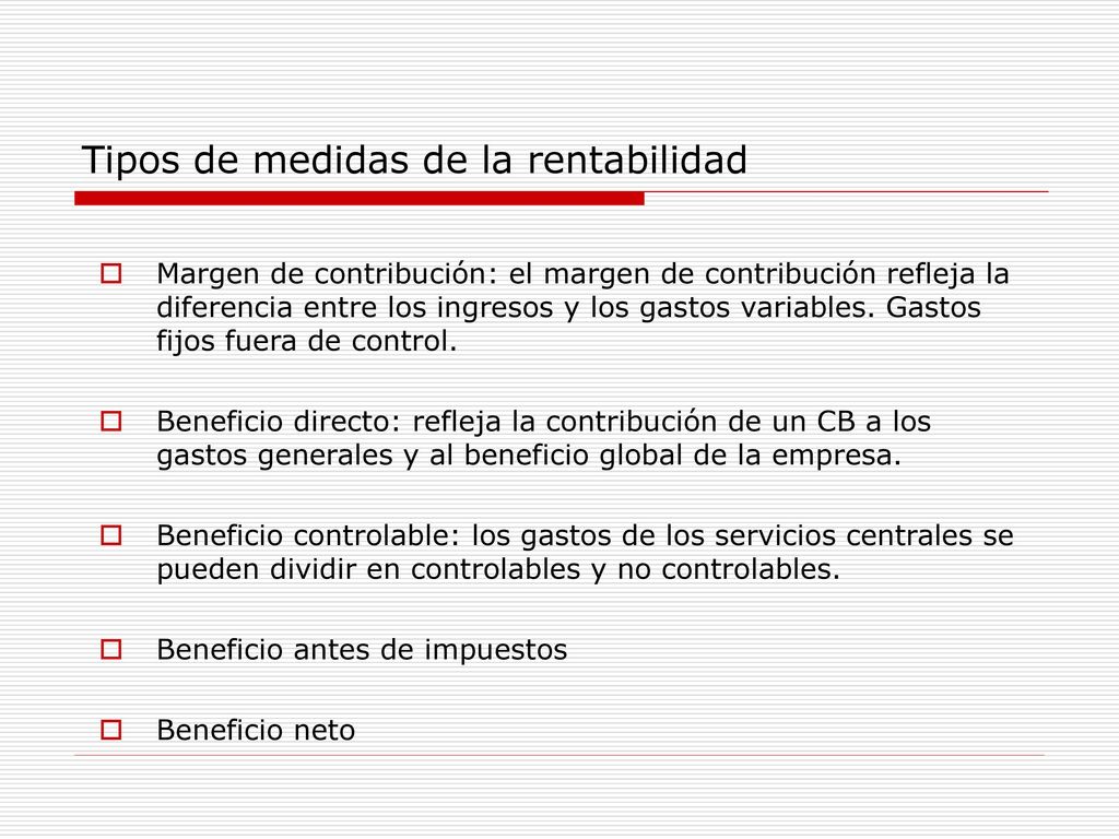 Tipos de medidas de la rentabilidad