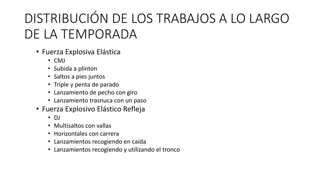 DISTRIBUCIÓN DE LOS TRABAJOS A LO LARGO DE LA TEMPORADA