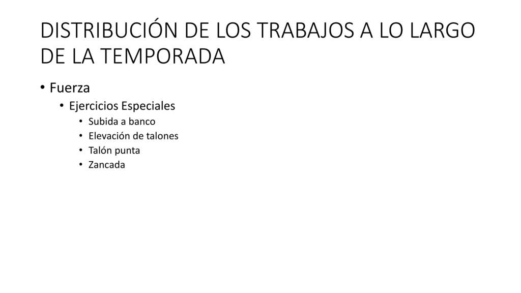 DISTRIBUCIÓN DE LOS TRABAJOS A LO LARGO DE LA TEMPORADA