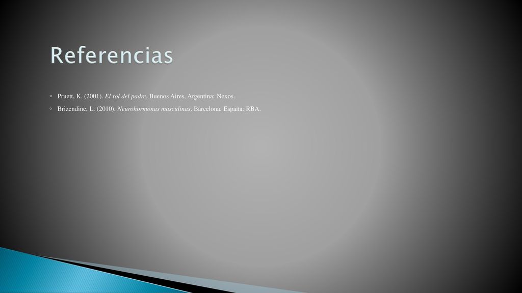 Referencias Pruett, K. (2001). El rol del padre. Buenos Aires, Argentina: Nexos.