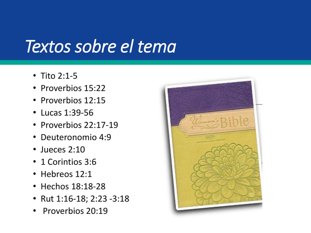 Textos sobre el tema Tito 2:1-5 Proverbios 15:22 Proverbios 12:15