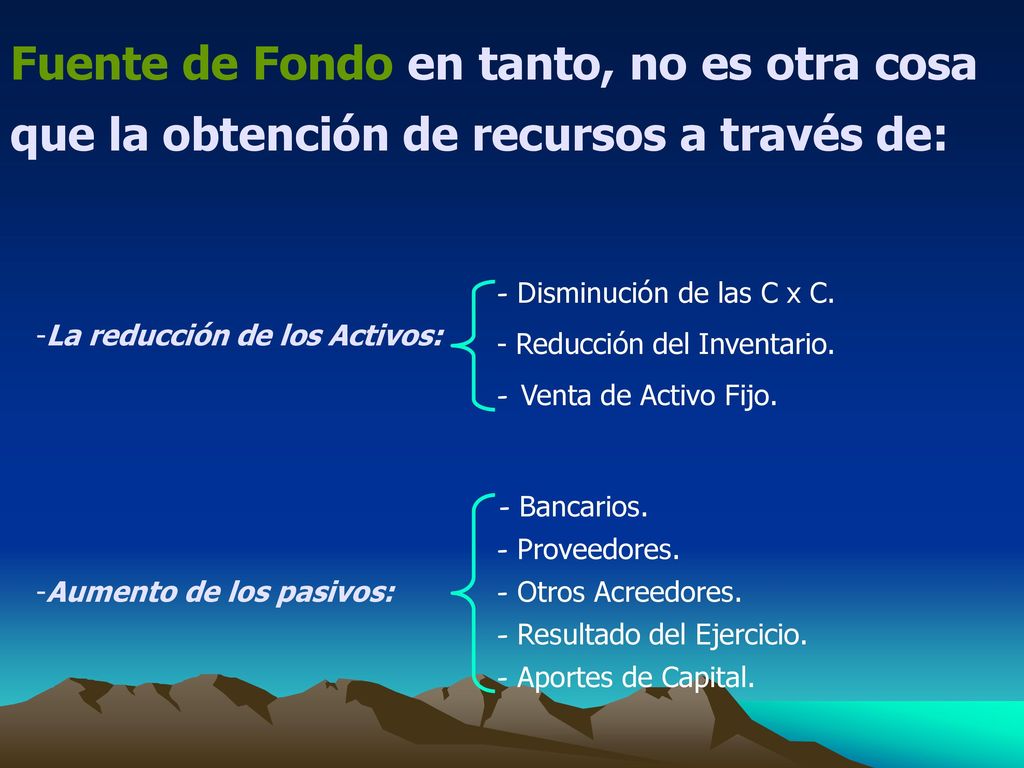 Fuente de Fondo en tanto, no es otra cosa que la obtención de recursos a través de: