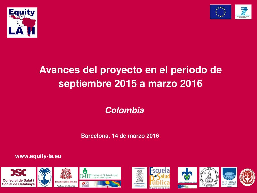 Avances del proyecto en el periodo de septiembre 2015 a marzo 2016