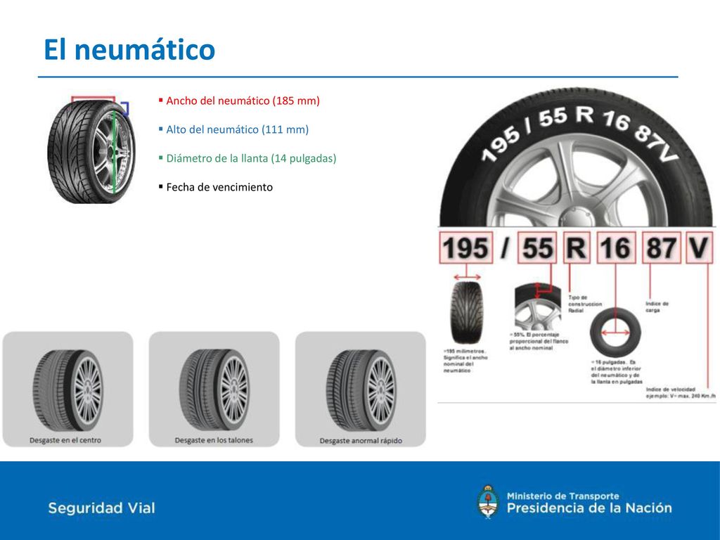 El neumático Ancho del neumático (185 mm) Alto del neumático (111 mm)