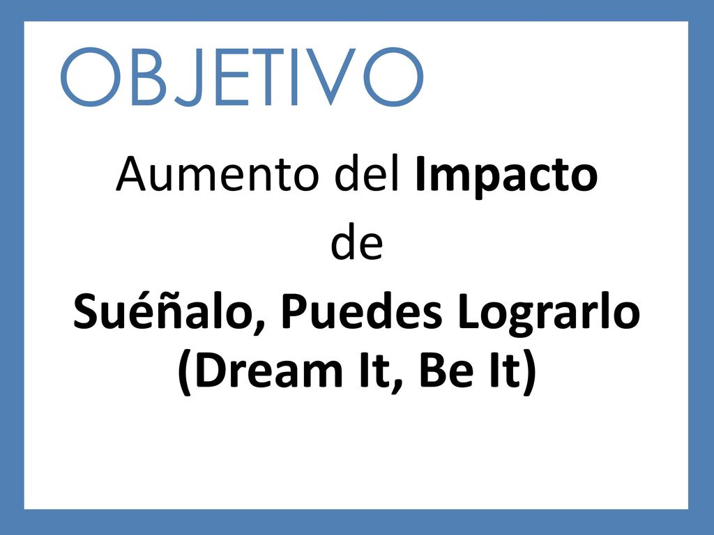 Aumento del Impacto de Suéñalo, Puedes Lograrlo (Dream It, Be It)