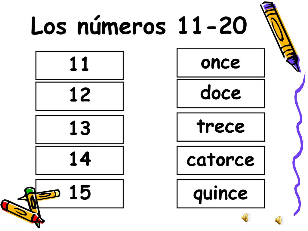 Los números once 11 doce 12 trece catorce 15 quince