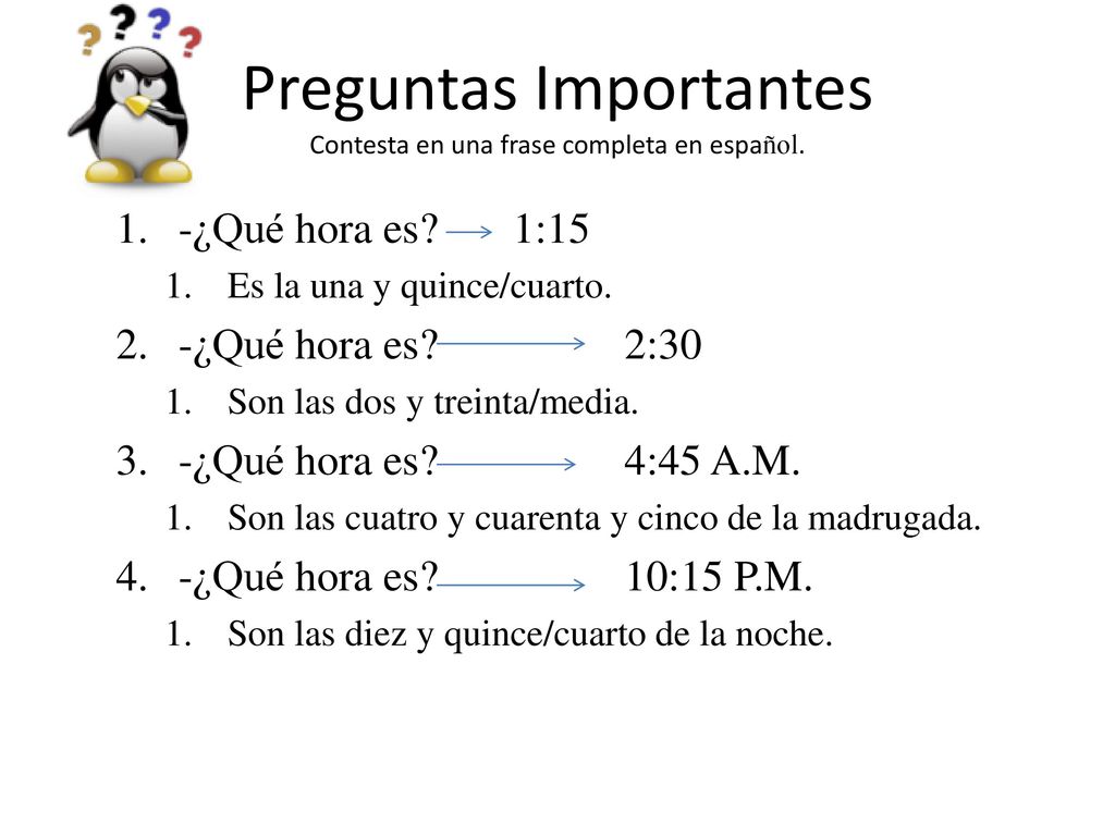 Preguntas Importantes Contesta en una frase completa en español.