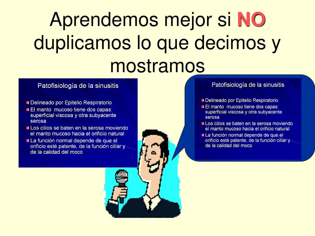 Aprendemos mejor si NO duplicamos lo que decimos y mostramos