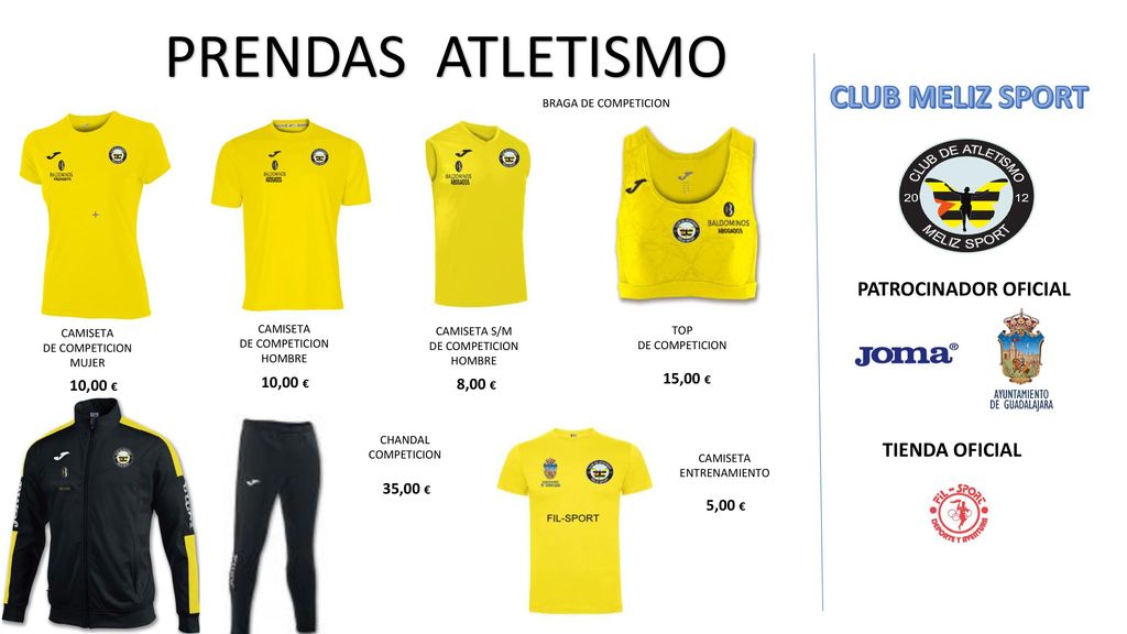 PRENDAS ATLETISMO CLUB MELIZ SPORT PATROCINADOR OFICIAL TIENDA OFICIAL