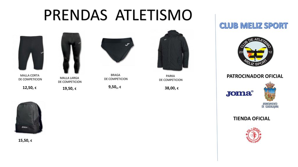 PRENDAS ATLETISMO CLUB MELIZ SPORT PATROCINADOR OFICIAL TIENDA OFICIAL