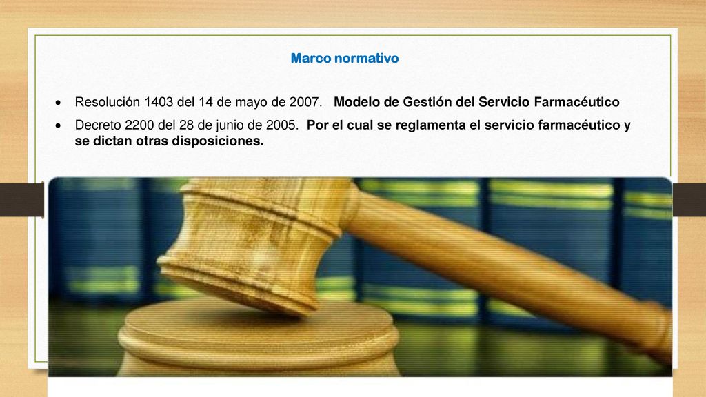 Marco normativo Resolución 1403 del 14 de mayo de Modelo de Gestión del Servicio Farmacéutico.