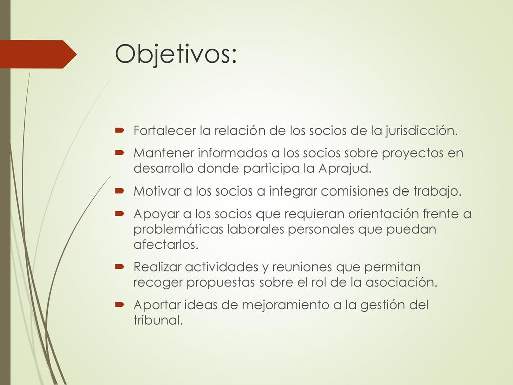 Objetivos: Fortalecer la relación de los socios de la jurisdicción.
