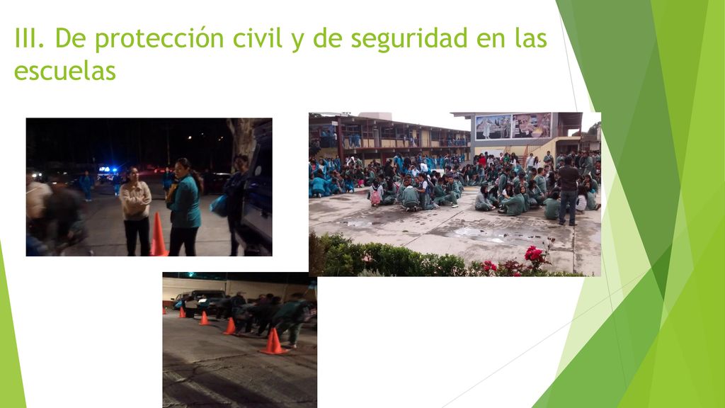 III. De protección civil y de seguridad en las escuelas