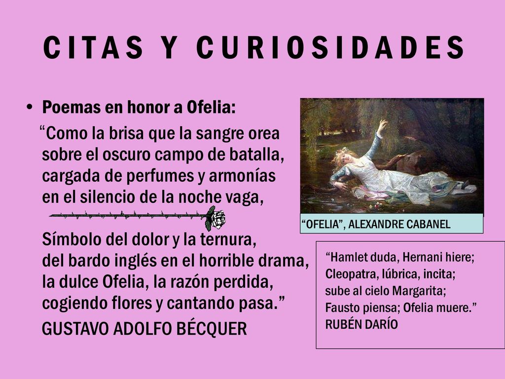 C I T A S Y C U R I O S I D A D E S Poemas en honor a Ofelia:
