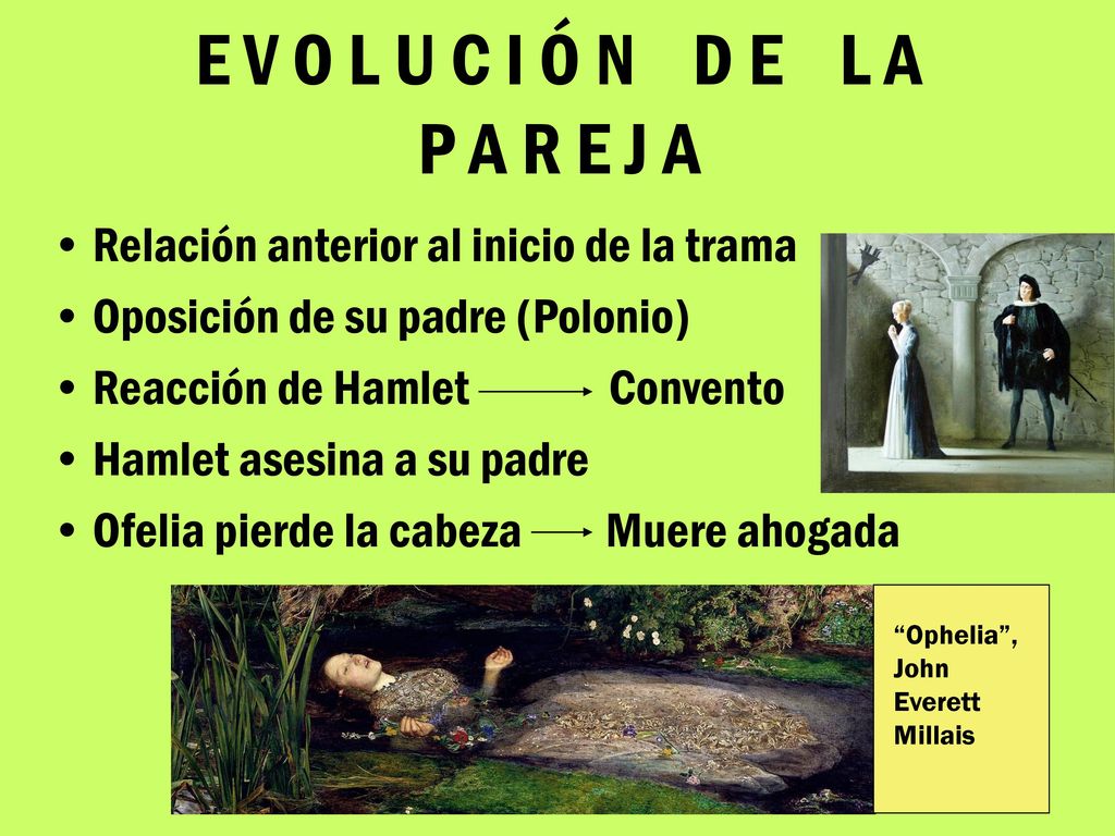 E V O L U C I Ó N D E L A P A R E J A Relación anterior al inicio de la trama. Oposición de su padre (Polonio)
