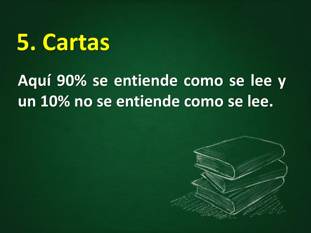 5. Cartas Aquí 90% se entiende como se lee y un 10% no se entiende como se lee.