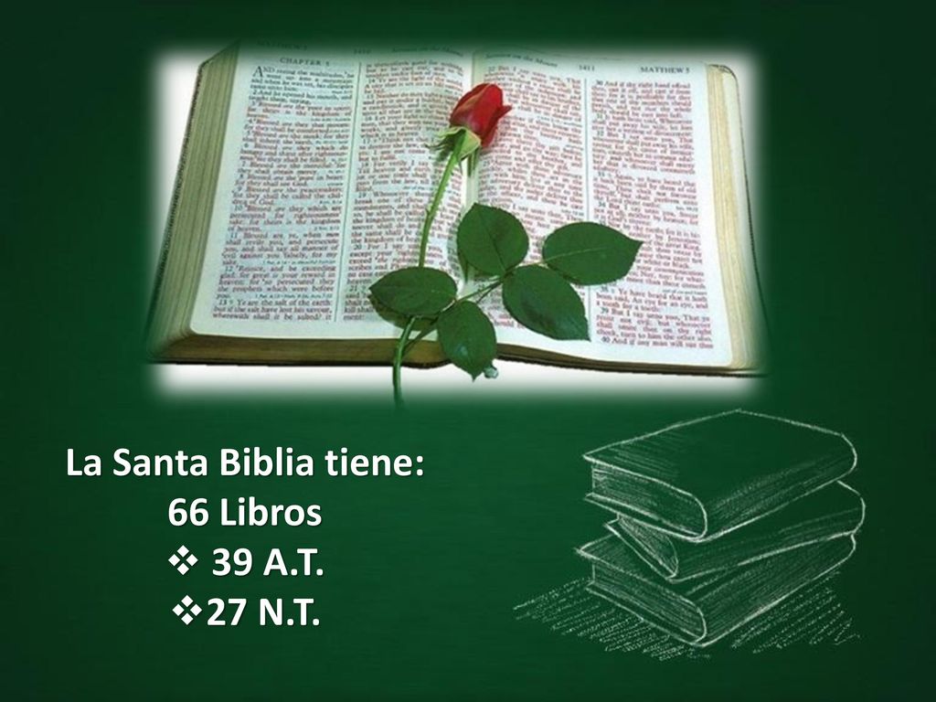La Santa Biblia tiene: 66 Libros 39 A.T. 27 N.T.