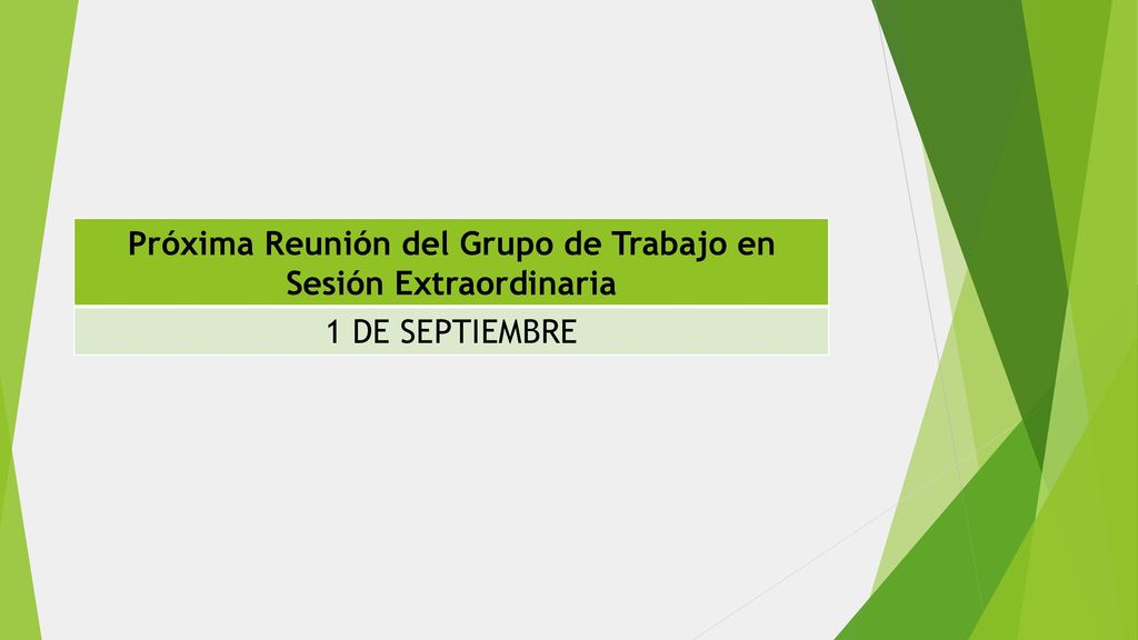 Próxima Reunión del Grupo de Trabajo en Sesión Extraordinaria