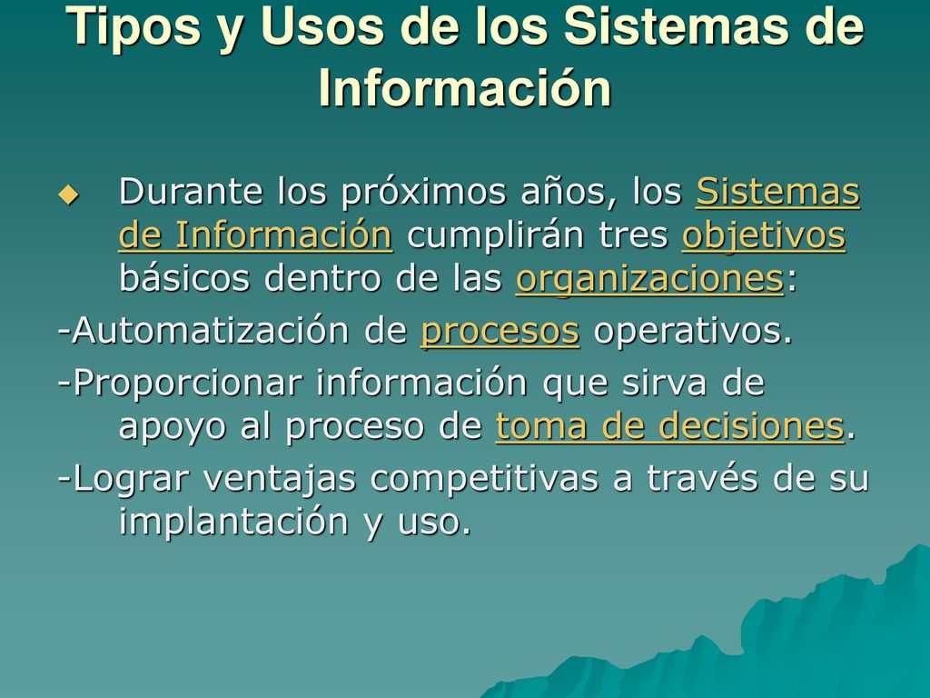 Tipos y Usos de los Sistemas de Información