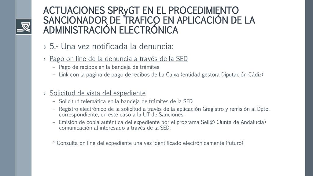 ACTUACIONES SPRyGT EN EL PROCEDIMIENTO SANCIONADOR DE TRAFICO EN APLICACIÓN DE LA ADMINISTRACIÓN ELECTRÓNICA