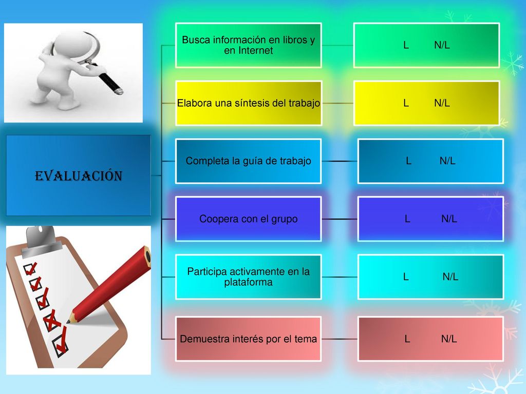 EVALUACIÓN Busca información en libros y en Internet L N/L