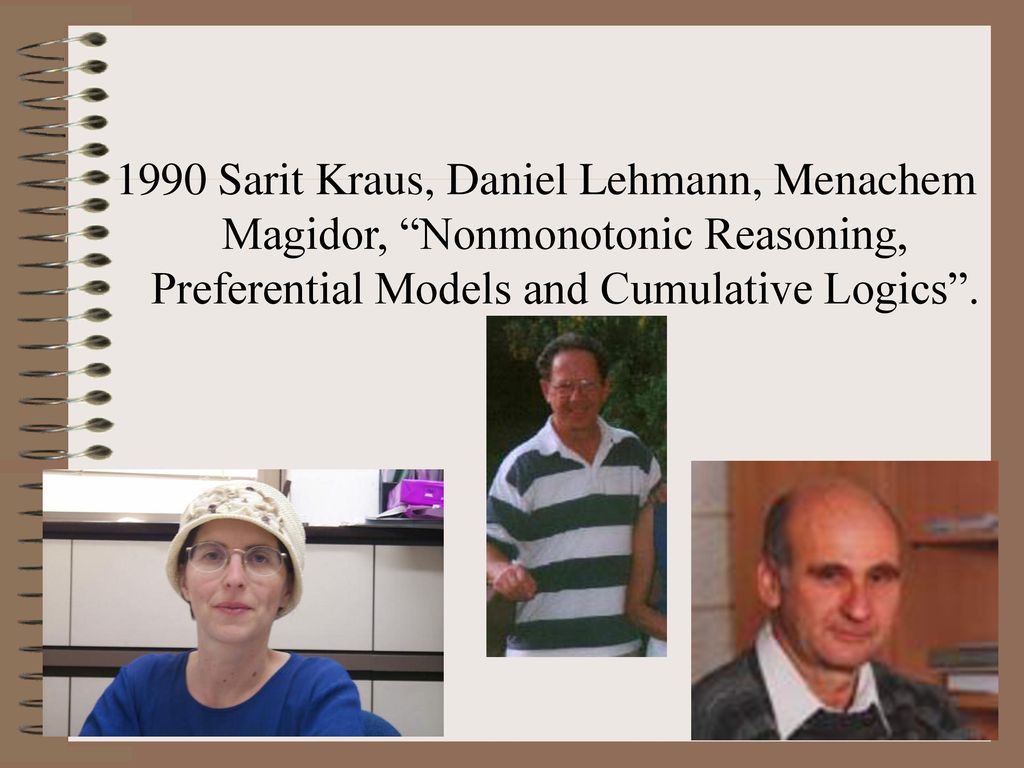 1990 Sarit Kraus, Daniel Lehmann, Menachem Magidor, Nonmonotonic Reasoning, Preferential Models and Cumulative Logics .