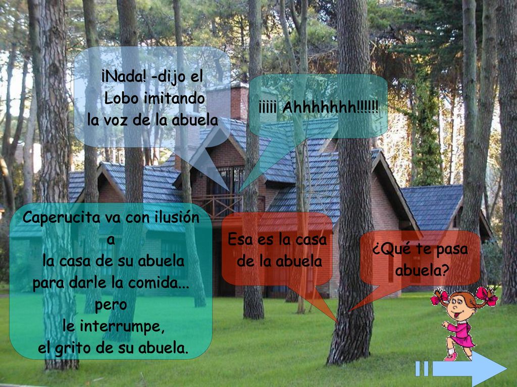 Caperucita va con ilusión a la casa de su abuela