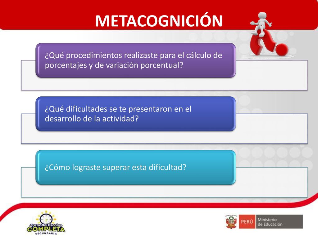 METACOGNICIÓN ¿Qué procedimientos realizaste para el cálculo de porcentajes y de variación porcentual