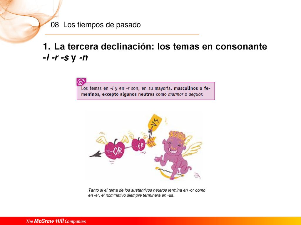 La tercera declinación: los temas en consonante -l -r -s y -n