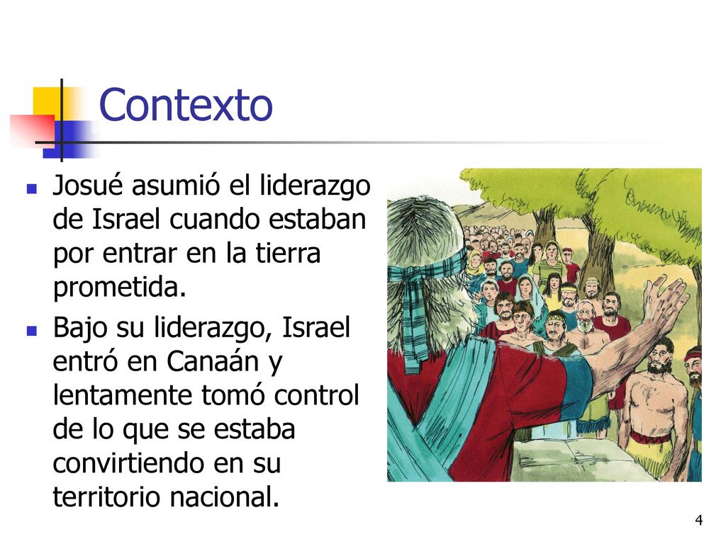 Contexto Josué asumió el liderazgo de Israel cuando estaban por entrar en la tierra prometida.
