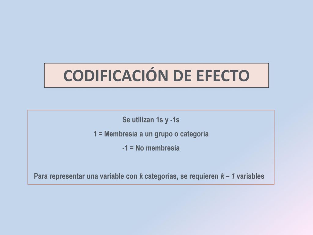 CODIFICACIÓN DE EFECTO 1 = Membresía a un grupo o categoría