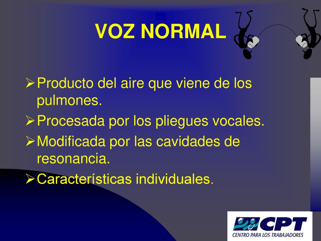 VOZ NORMAL Producto del aire que viene de los pulmones.