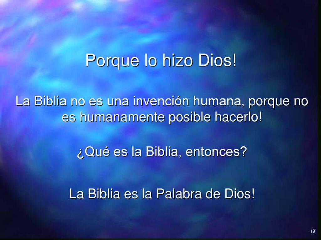 Porque lo hizo Dios! La Biblia no es una invención humana, porque no es humanamente posible hacerlo!