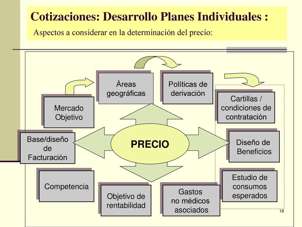 Cotizaciones: Desarrollo Planes Individuales : Aspectos a considerar en la determinación del precio: