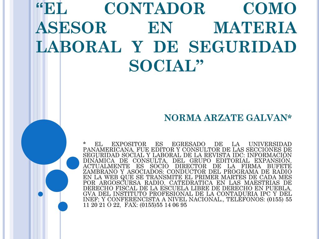 EL CONTADOR COMO ASESOR EN MATERIA LABORAL Y DE SEGURIDAD SOCIAL